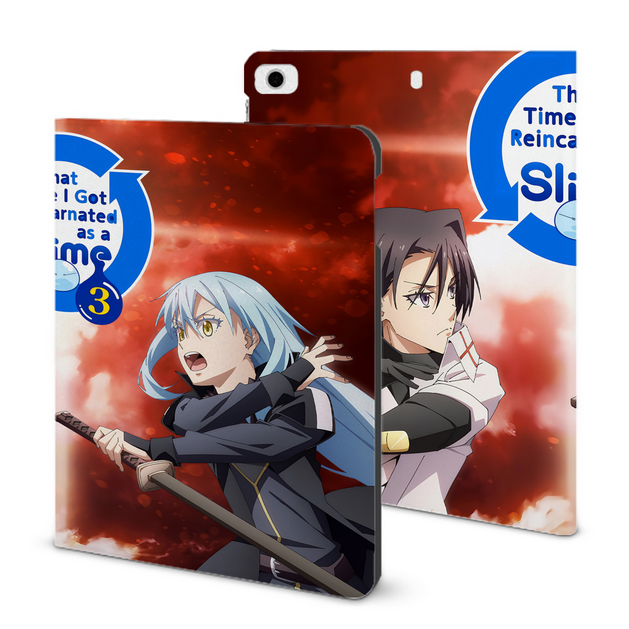 （画像用） 転スラ Regarding Reincarnated to Slime IPad ケース ブック型 PUレザー TPU 耐衝撃 軽量 薄型 ペン収納なし 全面保護 IPad 各モデル対応